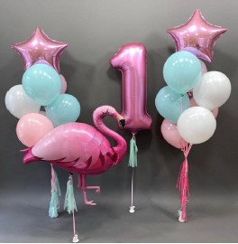 Шары на 1 годик «Фламинго»